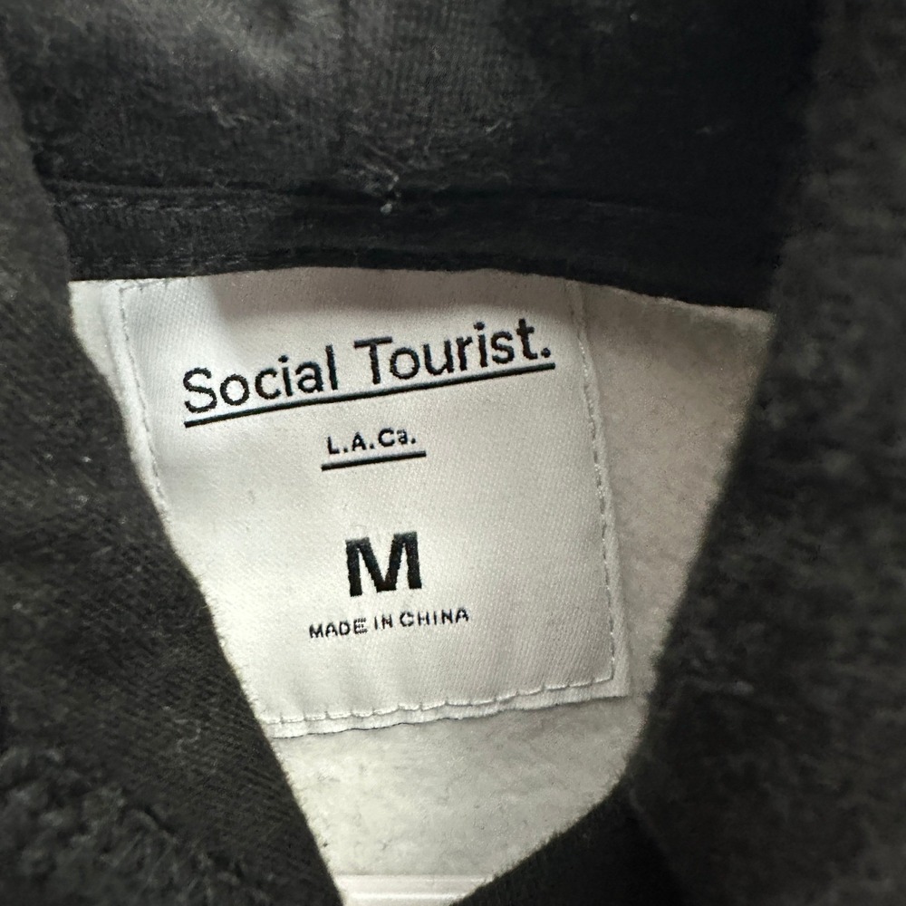 Social Tourist Men Skater Colorblock Graphic Fleece Hoodie Sz M Urban Streetwear - Picture 4 of 9